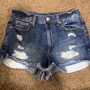 Ripped denim shorts